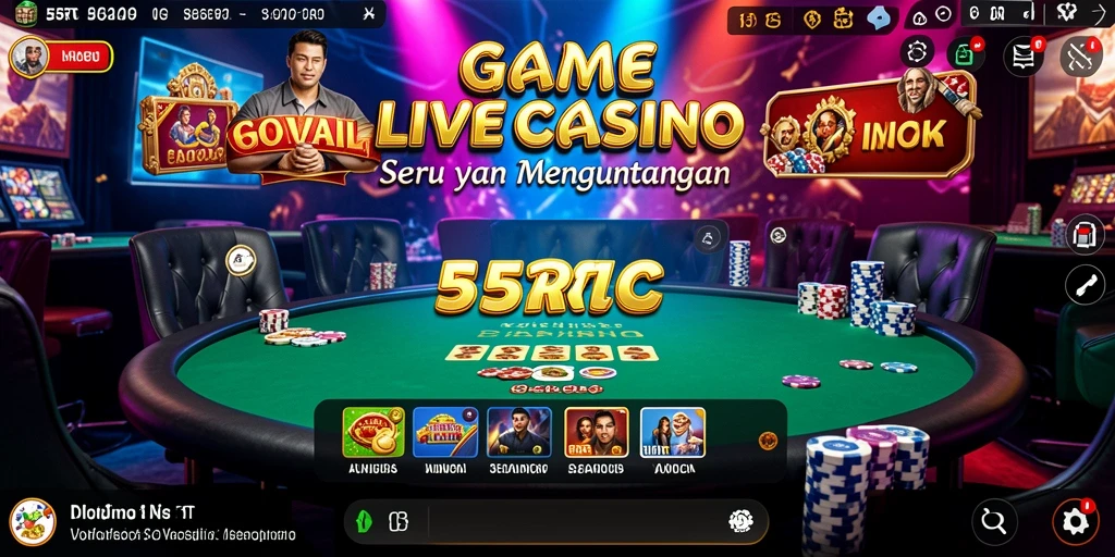 Tampilan gameplay Live Casino yang menegangkan dan interaktif di 55RT.