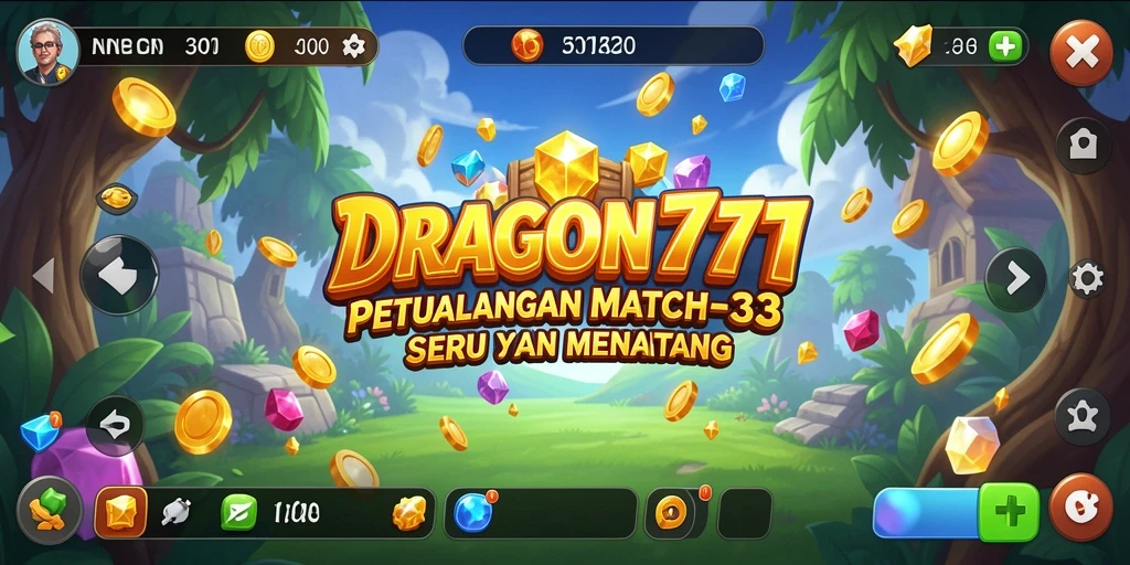 Tampilan seru gameplay DRAGON777 dengan grafis match-3 yang menarik.