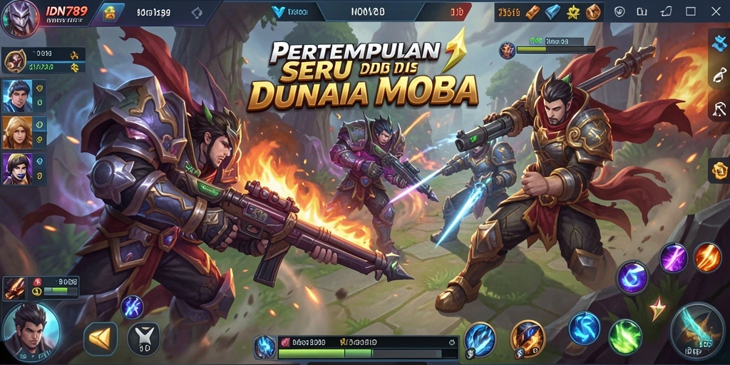 Tampilan gameplay menegangkan dari IDN789 dalam aksi MOBA.