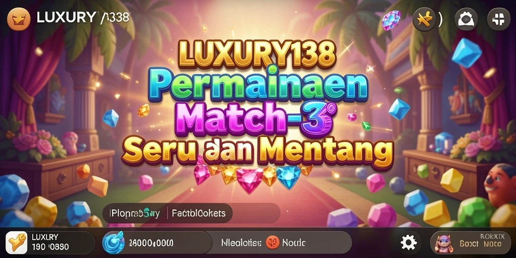 Tangkapan layar LUXURY138 menampilkan gameplay Match-3 yang seru dan penuh warna.