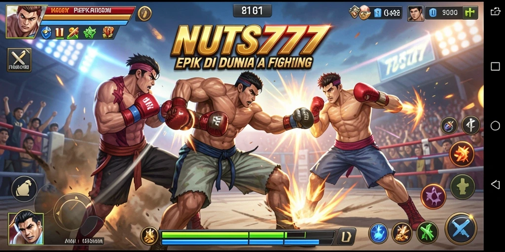 Tampilan intens saat bertarung di NUTS777 dengan karakter unik.