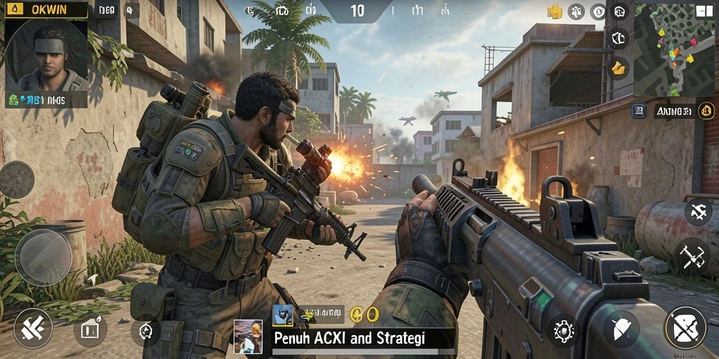 Tampilan aksi mendebarkan dalam gameplay OKWIN