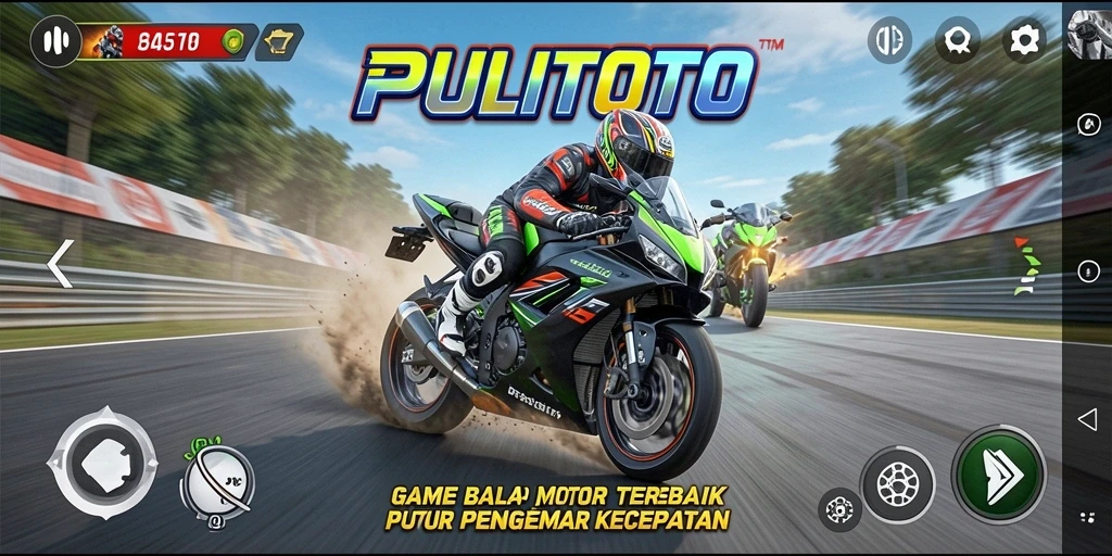 Screenshot PULITOTO menunjukkan aksi balapan motor yang cepat dan mendebarkan.