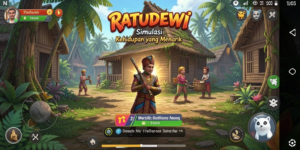 Tampilan gameplay RATUDEWI yang menampilkan interaksi dan kustomisasi karakter.