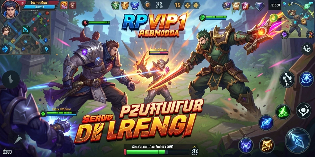 Tangkapan layar gameplay RPVIP1 menampilkan pertarungan seru di arena MOBA.