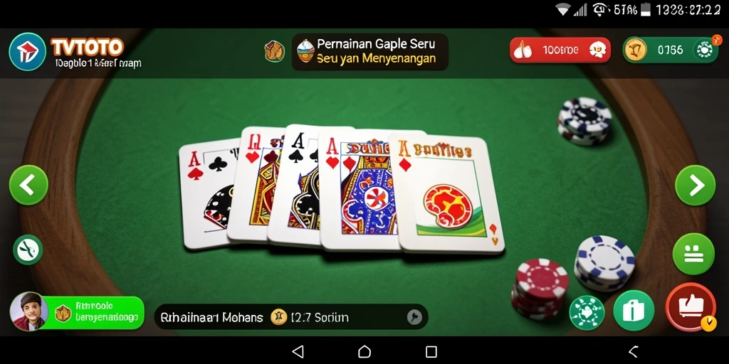 Tampilan gameplay seru TVTOTO dengan desain tradisional Gaple.