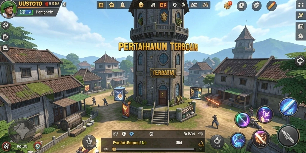 Tangkapan layar UUSTOTO menampilkan aksi pertahanan menara yang mendebarkan.
